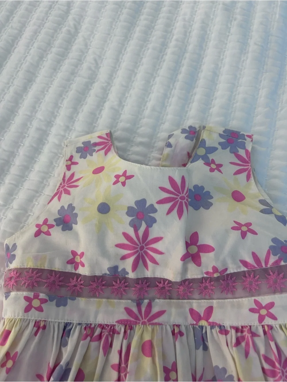 greendog White Floral Sundress with Pink and Purple Flowers. Cotton Size 3T